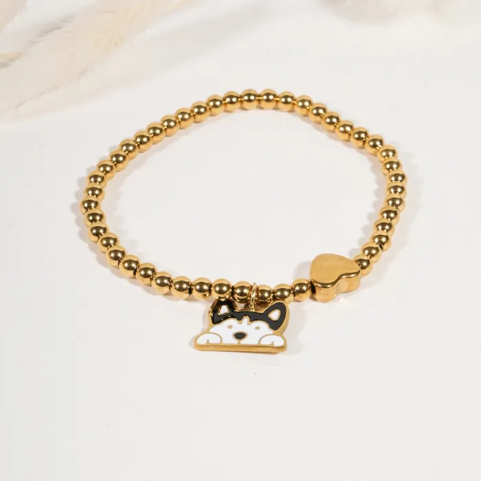 Wholesale Puppy Heart Titanium Bracelet | Bulk Supplier & Factory Price Cute Stainless Steel Jewelry for Women