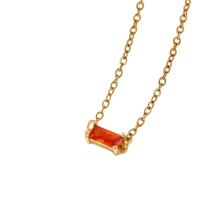 Wholesale 12 Birthstone Pendant Necklace | Bulk Supplier & Factory Price Colorful Stainless Steel Double Charm Jewelry