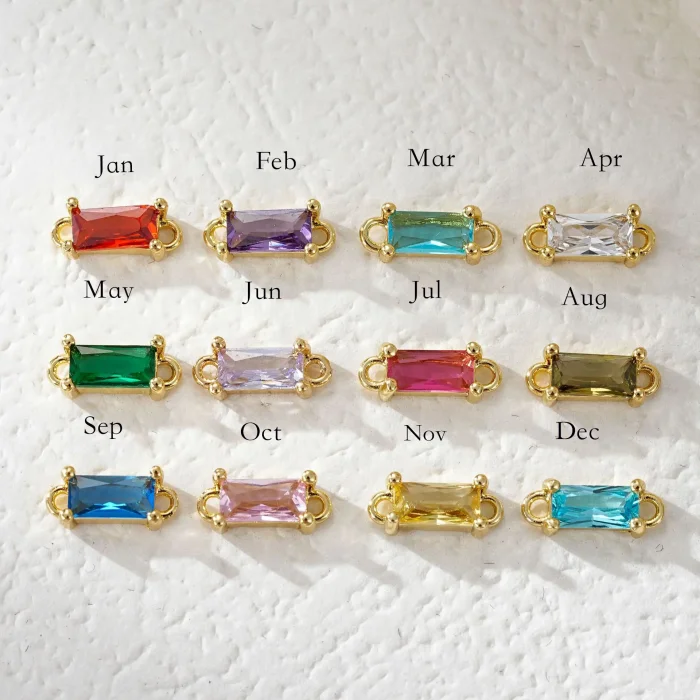 Wholesale 12 Birthstone Pendant Necklace | Bulk Supplier & Factory Price Colorful Stainless Steel Double Charm Jewelry