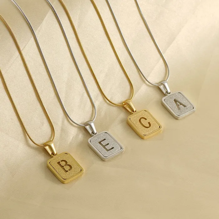 Wholesale 18K Gold Letter Pendant Necklace | Bulk Supplier & Factory Price Titanium Steel Snake Chain Jewelry for Women