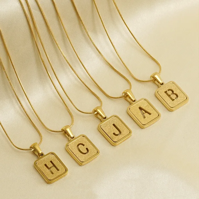 Wholesale 18K Gold Letter Pendant Necklace | Bulk Supplier & Factory Price Titanium Steel Snake Chain Jewelry for Women