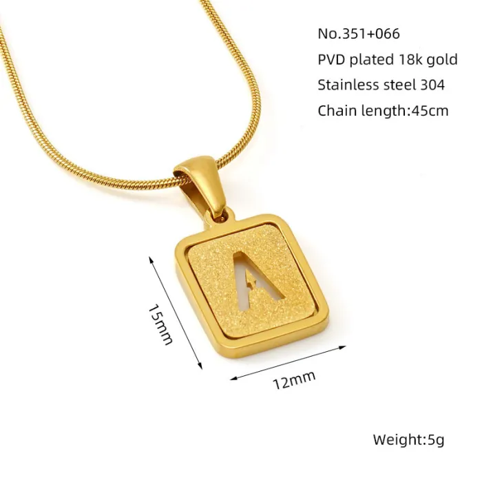 Wholesale 18K Gold Letter Pendant Necklace | Bulk Supplier & Factory Price Titanium Steel Snake Chain Jewelry for Women