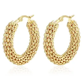 18K Gold Plated Corn Chain Hoop Earrings | Vintage Stainless Steel Statement Jewelry Wholesale - Jewelryto