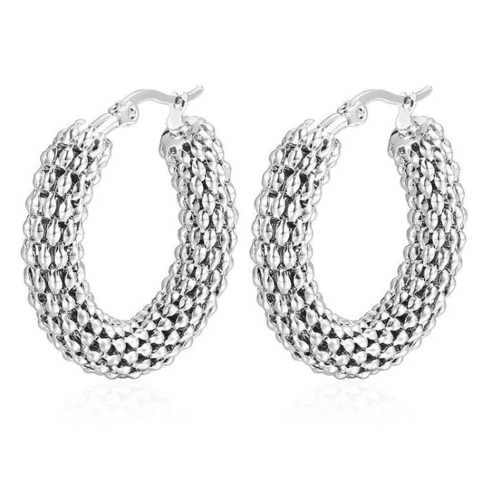  18K Gold Plated Corn Chain Hoop Earrings | Vintage Stainless Steel Statement Jewelry Wholesale