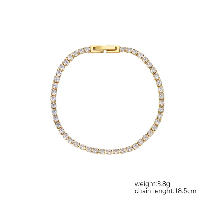 18K Gold Plated Stainless Steel Chain Necklace | Dainty Micro Paved Zircon Jewelry for Women Wholesale