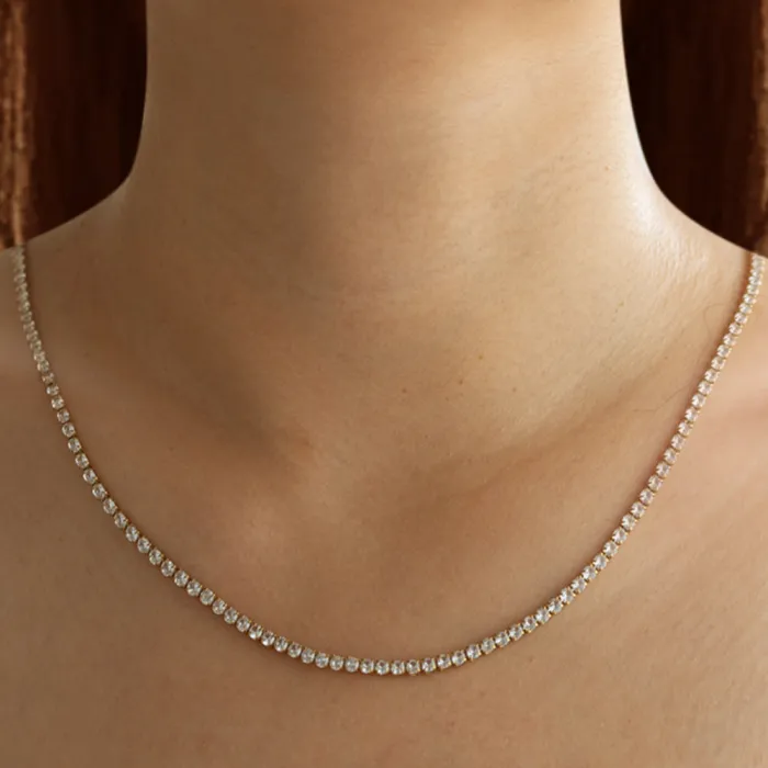 18K Gold Plated Stainless Steel Chain Necklace | Dainty Micro Paved Zircon Jewelry for Women Wholesale