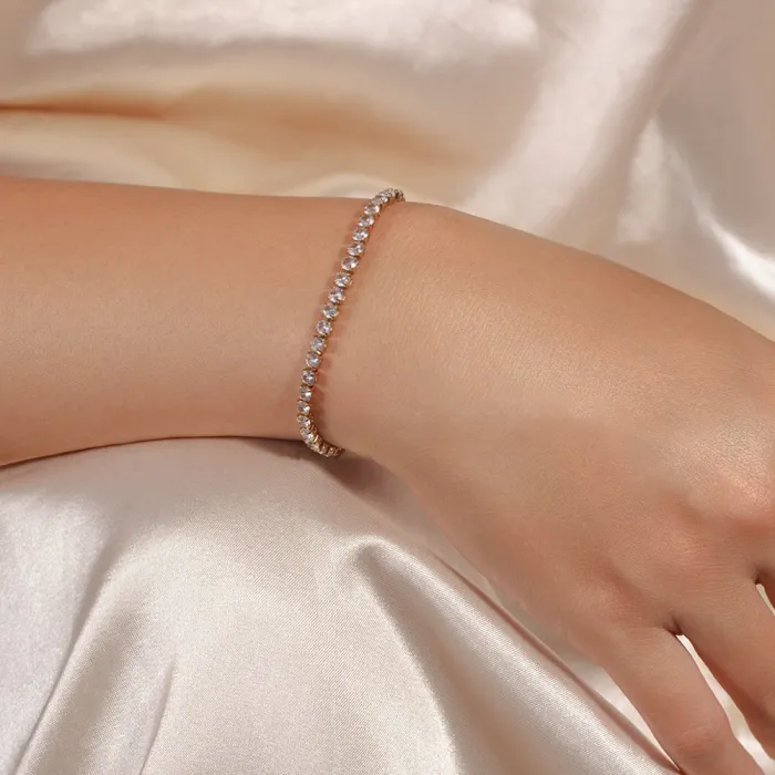 18K Gold Plated Stainless Steel Chain Necklace | Dainty Micro Paved Zircon Jewelry for Women Wholesale