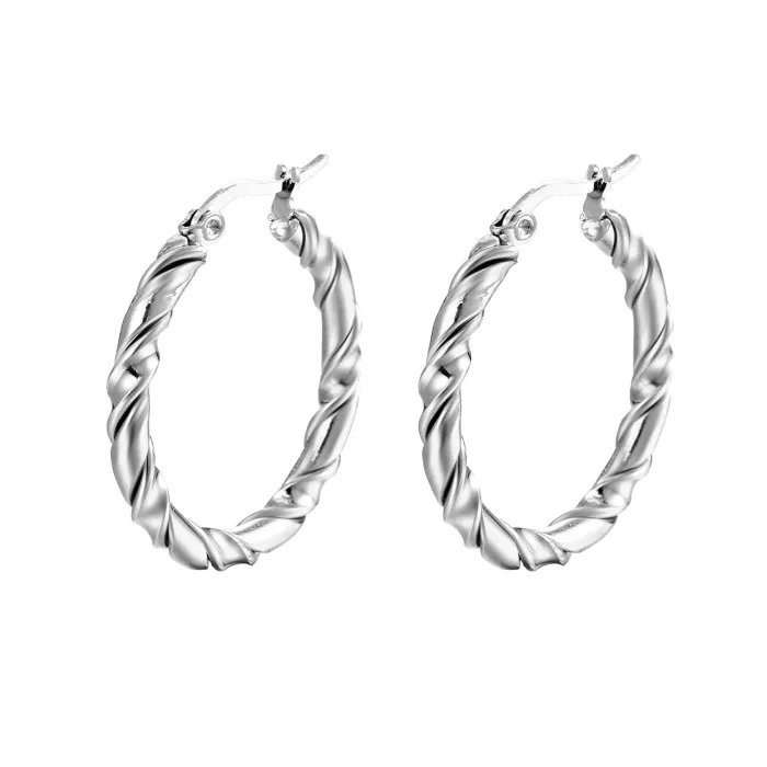 Twisted C-Shaped Stainless Steel Earrings Set | Multi-Strand Titanium Steel Hoop Jewelry Wholesale