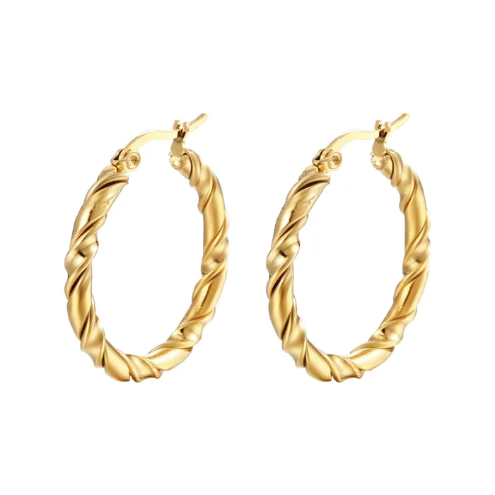 Twisted C-Shaped Stainless Steel Earrings Set | Multi-Strand Titanium Steel Hoop Jewelry Wholesale