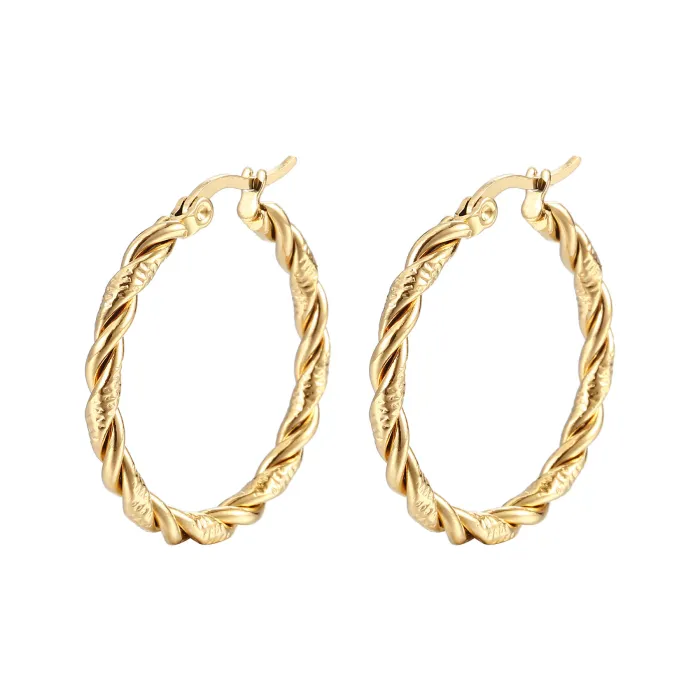 Twisted C-Shaped Stainless Steel Earrings Set | Multi-Strand Titanium Steel Hoop Jewelry Wholesale
