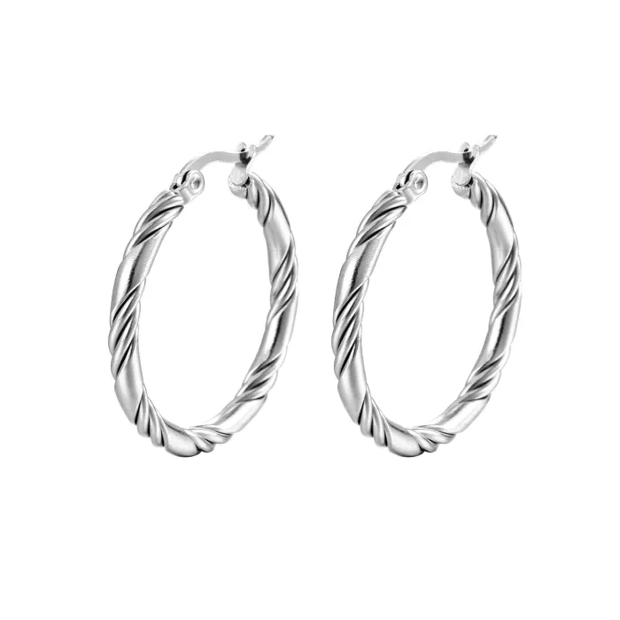 18K Gold Plated Twisted Hoop Earrings Set | Minimalist Titanium Steel C-Shaped Jewelry Wholesale