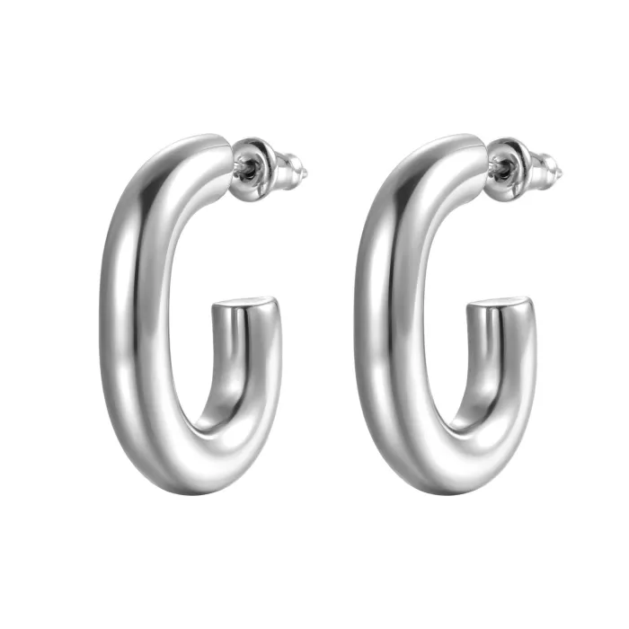 18K Gold Plated Twisted Hoop Earrings Set | Minimalist Titanium Steel C-Shaped Jewelry Wholesale