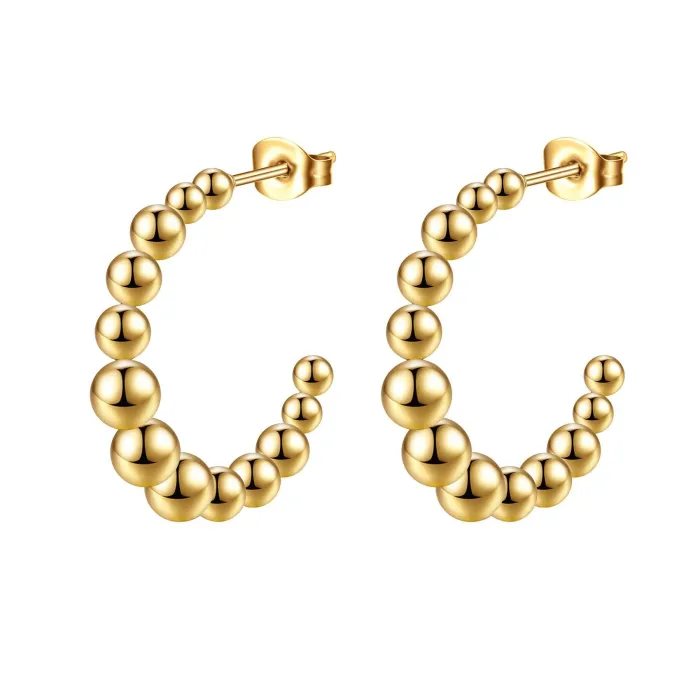 18K Gold Plated Twisted Hoop Earrings Set | Minimalist Titanium Steel C-Shaped Jewelry Wholesale