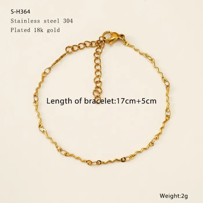 18K Gold Plated Titanium Steel Oval Link Bracelet | Minimalist Fashion Metal Chain Jewelry Wholesale