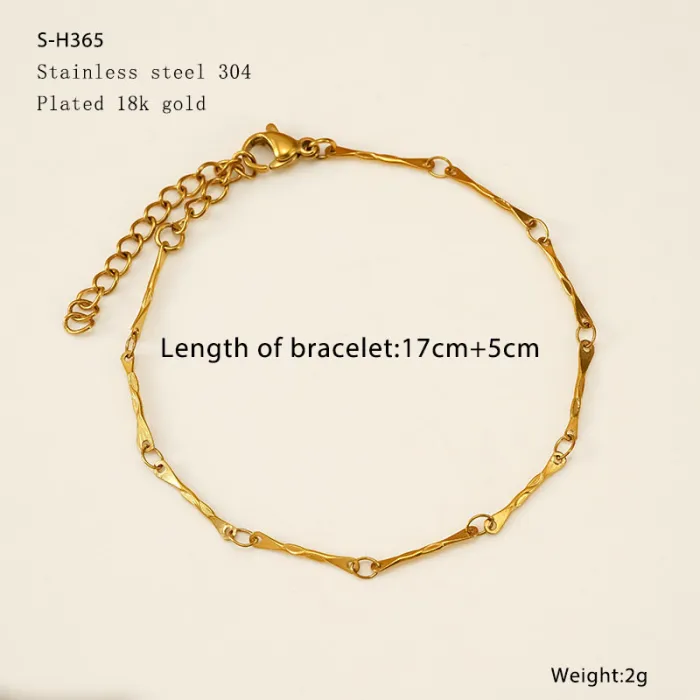 18K Gold Plated Titanium Steel Oval Link Bracelet | Minimalist Fashion Metal Chain Jewelry Wholesale