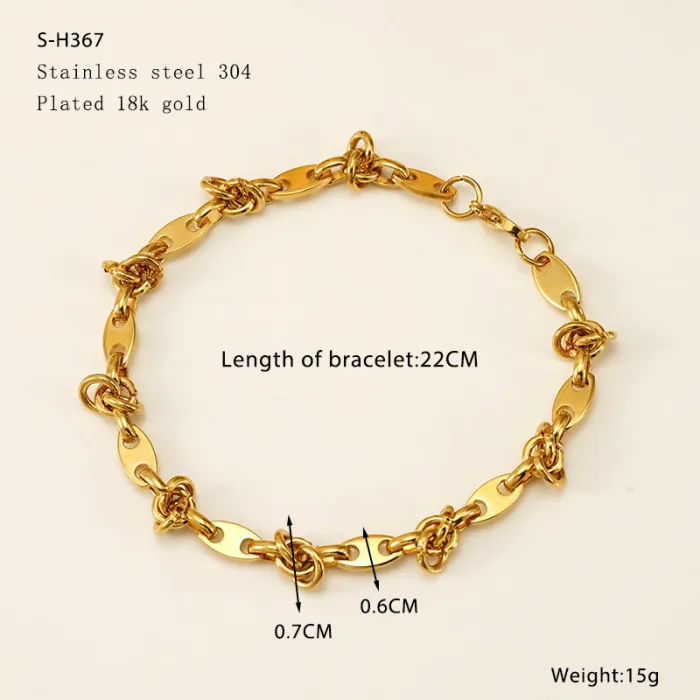 18K Gold Plated Titanium Steel Oval Link Bracelet | Minimalist Fashion Metal Chain Jewelry Wholesale