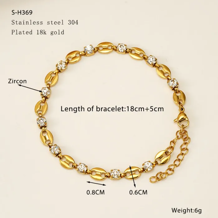 18K Gold Plated Titanium Steel Oval Link Bracelet | Minimalist Fashion Metal Chain Jewelry Wholesale