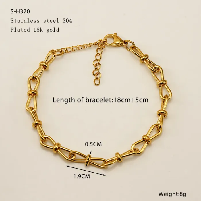 18K Gold Plated Titanium Steel Oval Link Bracelet | Minimalist Fashion Metal Chain Jewelry Wholesale