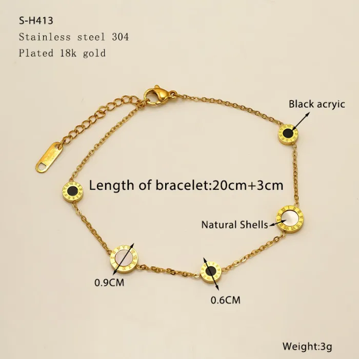 18K Gold Plated Titanium Steel Oval Link Bracelet | Minimalist Fashion Metal Chain Jewelry Wholesale