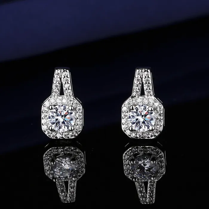 Wholesale Princess-Cut Simulated Moissanite Jewelry Set | Ring, Stud Earrings & Pendant Necklace