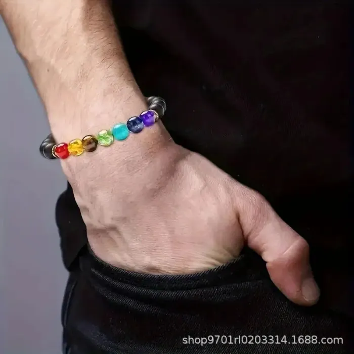 Rainbow Lava Stone Braided Bracelet Wholesale | Natural Volcanic Bead Jewelry for Men & Women