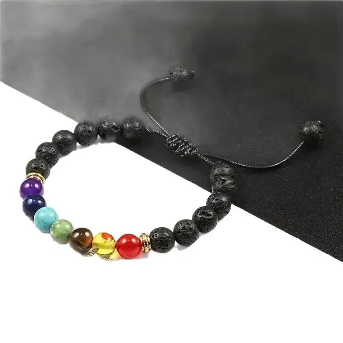 Rainbow Lava Stone Braided Bracelet Wholesale | Natural Volcanic Bead Jewelry for Men & Women