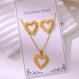 Minimalist Gold Plated Stainless Steel Jewelry Set | Earrings & Pendant Necklace - Jewelryto