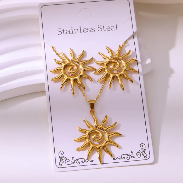 Minimalist Gold Plated Stainless Steel Jewelry Set | Earrings & Pendant Necklace