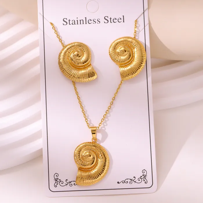 Minimalist Gold Plated Stainless Steel Jewelry Set | Earrings & Pendant Necklace
