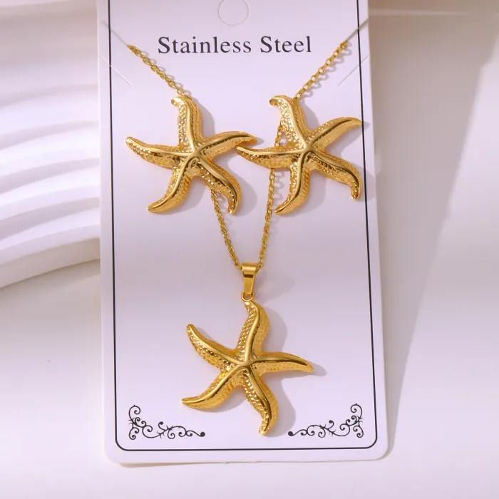 Minimalist Gold Plated Stainless Steel Jewelry Set | Earrings & Pendant Necklace