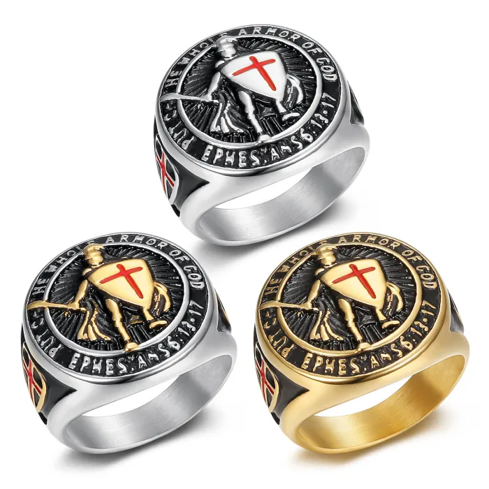 Cool Men's Templar ring, made of titanium steel material, hard, stylish, ring, holiday gift, birthday gift, anniversary gift, Christmas gift, anniversary gift, New Year gift, boyfriend,