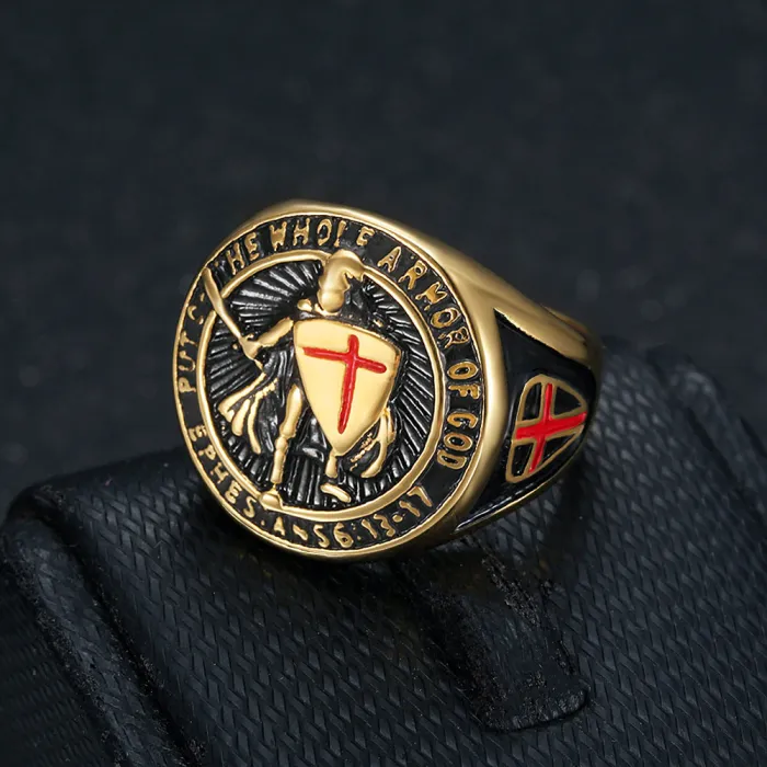 Cool Men's Templar ring, made of titanium steel material, hard, stylish, ring, holiday gift, birthday gift, anniversary gift, Christmas gift, anniversary gift, New Year gift, boyfriend,