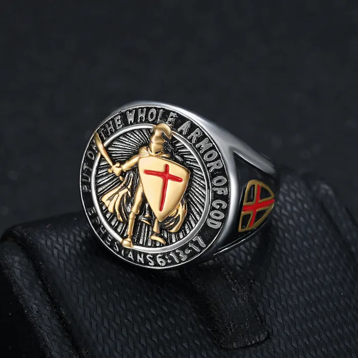 Cool Men's Templar ring, made of titanium steel material, hard, stylish, ring, holiday gift, birthday gift, anniversary gift, Christmas gift, anniversary gift, New Year gift, boyfriend,