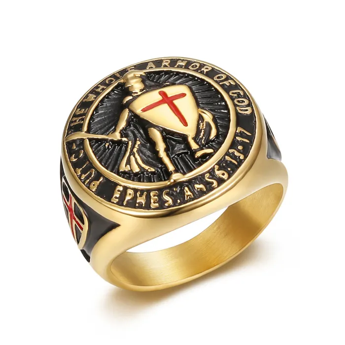 Cool Men's Templar ring, made of titanium steel material, hard, stylish, ring, holiday gift, birthday gift, anniversary gift, Christmas gift, anniversary gift, New Year gift, boyfriend,