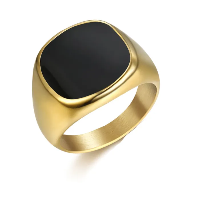 Titanium gold men's ring personality bright surface drops glue stainless steel ring cross-border men's and women's