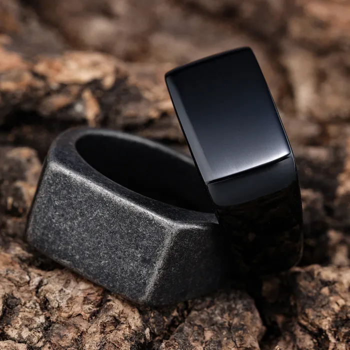 Minimalist Fashion Titanium Steel Ring | Niche Rectangle Mirror Finish | INS Style Stainless Steel Ring Wholesale