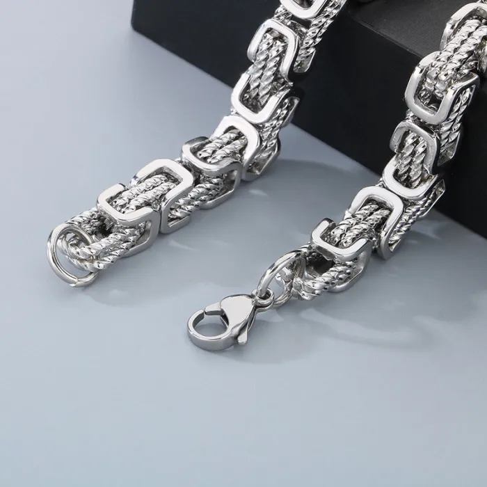 Stainless Steel Byzantine Twist Handmade Chain | Vintage Color Men's Jewelry Wholesale | Quanxi Water