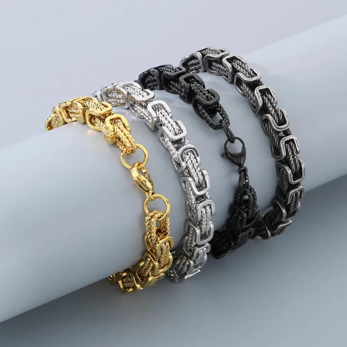 Stainless Steel Byzantine Twist Handmade Chain | Vintage Color Men's Jewelry Wholesale | Quanxi Water