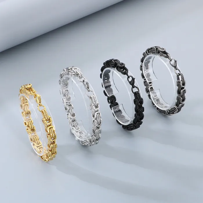 Stainless Steel Byzantine Twist Handmade Chain | Vintage Color Men's Jewelry Wholesale | Quanxi Water