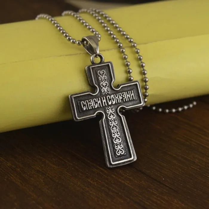 New Vintage Cross Stainless Steel Pendant | Creative Titanium Steel Necklace | Trendy Jewelry Wholesale for European and American Markets