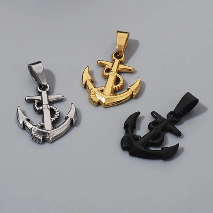 Trendy Vintage Stainless Steel Anchor Pendant | Creative DIY Fashion Jewelry Accessories | In-Stock Wholesale
