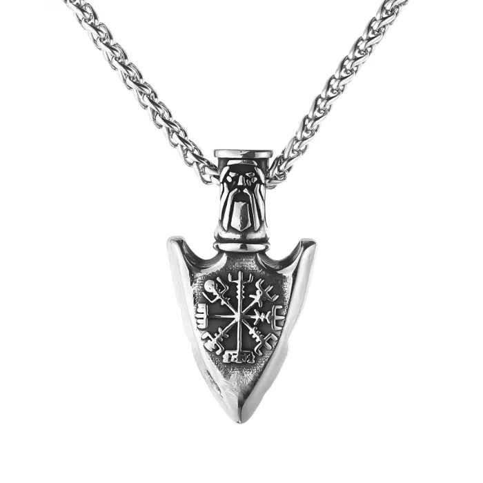 Wholesale Nordic Viking Odin Compass Pendant | Vintage European & American Titanium Steel Arrow Necklace | Stainless Steel Jewelry Accessories