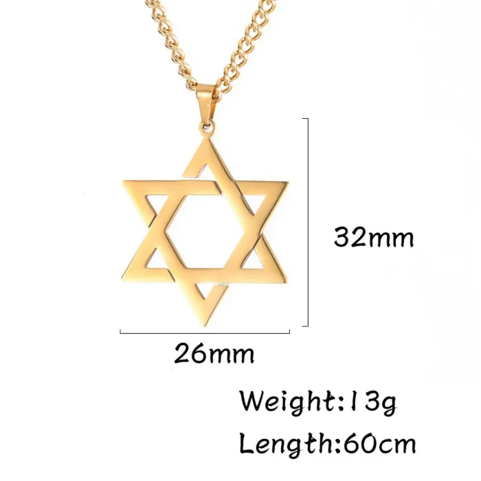 Korean Style Stainless Steel Hexagram Necklace | Fashionable Minimalist Hollow Pendant | Vintage Couples' Jewelry for Men & Women