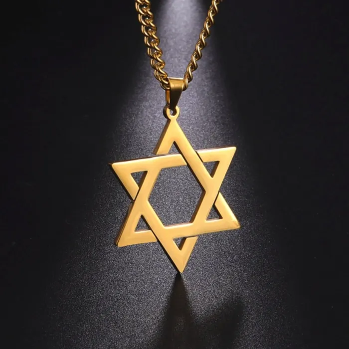 Korean Style Stainless Steel Hexagram Necklace | Fashionable Minimalist Hollow Pendant | Vintage Couples' Jewelry for Men & Women