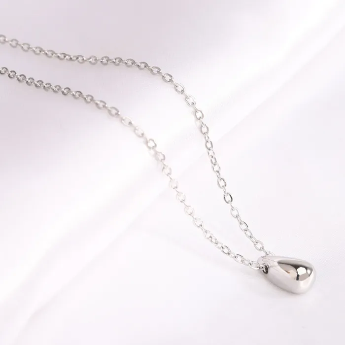 Cross-Border Stainless Steel Teardrop Pendant Necklace | Women's Glossy Dome Choker | Fashion Jewelry Gift Wholesale
