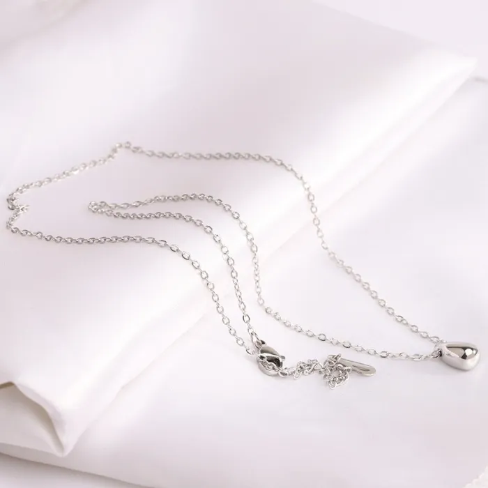 Cross-Border Stainless Steel Teardrop Pendant Necklace | Women's Glossy Dome Choker | Fashion Jewelry Gift Wholesale