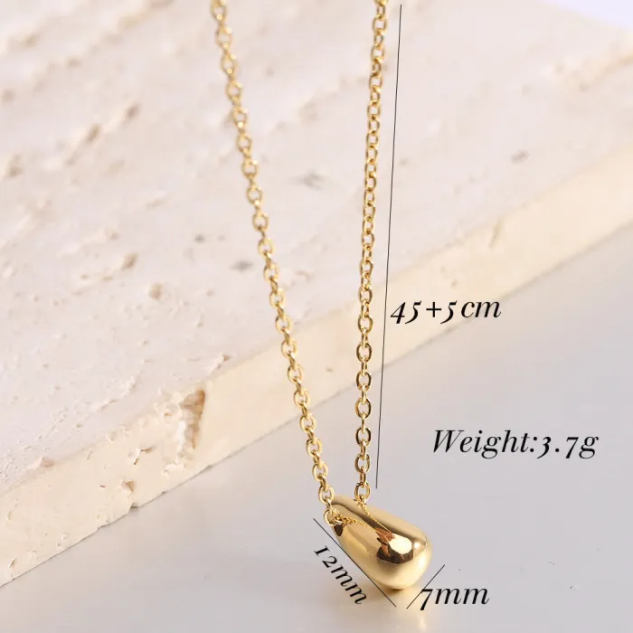 Cross-Border Stainless Steel Teardrop Pendant Necklace | Women's Glossy Dome Choker | Fashion Jewelry Gift Wholesale