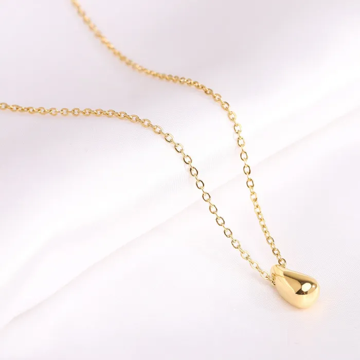 Cross-Border Stainless Steel Teardrop Pendant Necklace | Women's Glossy Dome Choker | Fashion Jewelry Gift Wholesale