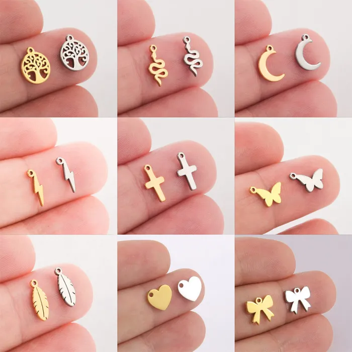 Stainless Steel Charms for Jewelry Making | Moon, Star, Lightning DIY Pendants | Suitable for Earrings, Necklaces, and Bracelets