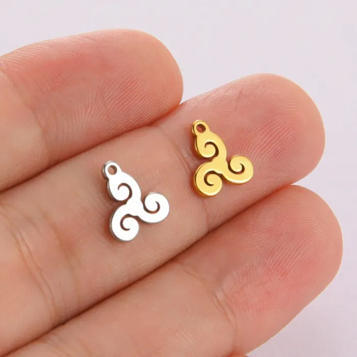 Cross-Border Mini Charms | Lucky Four-Leaf Clover Stainless Steel Pendant | Lotus Small Charm for Jewelry Making Accessories